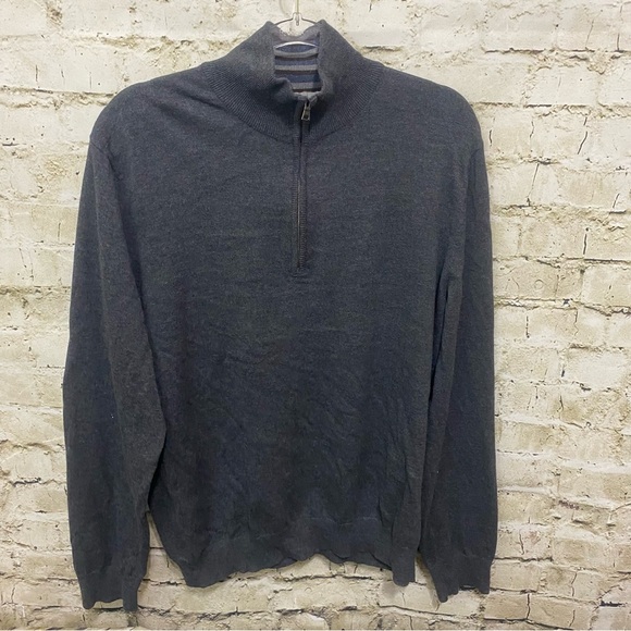 Banana Republic Gray Cotton 1/4 Zip Pullover Sweater - Picture 1 of 5